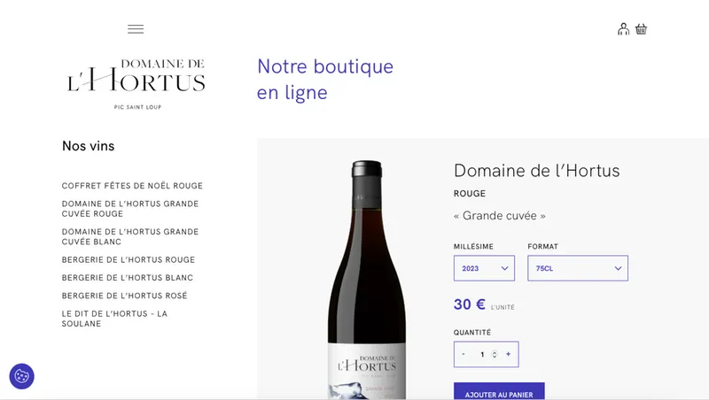 domaine-hortus.fr sur ordinateur