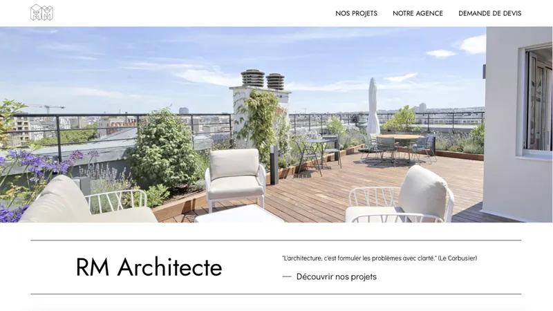 Capture du site rm-architecte-paris.com sur ordinateur